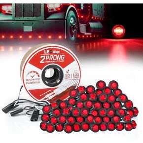20 Pcs 3/4" Amber LED Marker Lights with DC Plug + 20 Double Female 2-Prong Harnesses – Clearance Indicator Lights for Truck, Trailer, RV, Pickup in Saudi Arabia