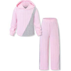 ملابس الفتيات مكونة من قطعتين سويت شيرت بقلنسوة بأكمام طويلة + بنطلون مجموعة خريف وشتاء مقاس 7-14 سنة in Kuwait