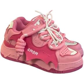 Bat Patch Platform Sneakers Women, Cutting-Edge Fashion Chunky Shoes, Unique Double Lace, Y2K Street, Limited Edition in Saudi Arabia