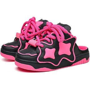 Unique Cute Star Slip On Chunky Sneakers for Women Girls Teens, Y2K Mule, Street Skate Shoes, Height Boost, Double Lace in Saudi Arabia