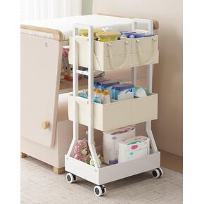 2In1 Baby Diaper Caddy Organizer Cart- Rolling Diaper Cart with Detachable Dividers-Baby Essentials Nursery Storage, for Crib, Bedroom,Kitchen, Bathroom(Off White) in Saudi Arabia