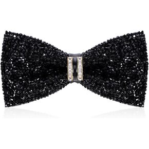 Black Rhinestone Bow Tie Glitter Mens Pre-Tied Bow Ties Adjustable Glitter Sequin Bowtie for Men Sparkle Shiny Bowtie for Banquet Carnival Party Christmas Fancy Dress in Saudi Arabia