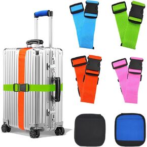 6 Pack Luggage Straps for Suitcases, 4PCS TSA Approved Suitcse Belt with 2PCS Comfort Soft Luggage Handle Wraps, Adjustable Travel Accessories for Briefcases Bags Closure Safety (4 Colors) in Kuwait
