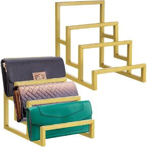 2 حزمة منظم المحفظة للخزانة - 3 طبقة الذهب الناهض حامل مخلب محفظة منظم عرض موقف محفظة معدنية منظم رف لتخزين حقيبة اليد المنزل، خزانة، لوازم متجر البيع بالتجزئة in Kuwait