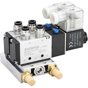 صمام الملف اللولبي Baomain 4V210-08 تيار مستمر 24 فولت PT1/4 2 موضع 5 طرق 8 مشعب مساحة مع مجموعة تركيبات سريعة كاتم صوت قاعدة in Kuwait