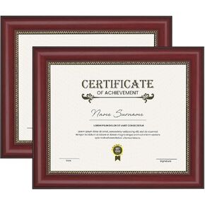 إطار الدبلوم | إطار شهادة مع زجاج مقوى عالي الدقة، شاشة عرض مقاس 8.5 × 11 بوصة، مثبتة على الطاولة والجدار (مجموعة من 2)، إطار مستندات من خشب الماهوجني مقاس 8.5 × 11 in Kuwait