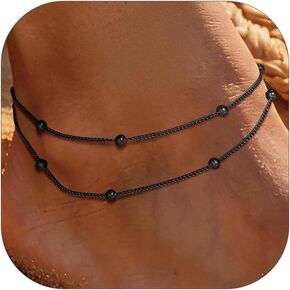 PROSTEEL Ankle Bracelets for Women Waterproof, Layered Stainless Steel Summer Beach anklets, Silver/Gold 8-10.5 Inch Adjustable, Come with Box in Kuwait