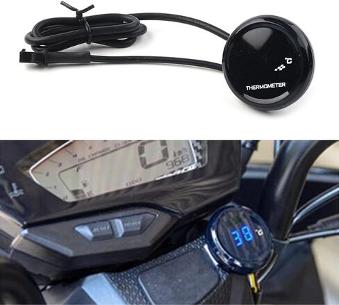 Cnswee6 Universal LCD Motorcycle Handlebar Mount Black Clock Temperature Thermometer For Motorcycles ATV Go Karts Quads Sport Dirt Bike Motocross Off Roads in Saudi Arabia