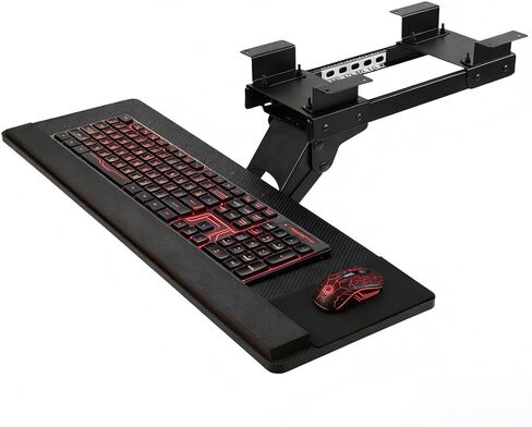Ergonomic Keyboard Tray Under Desk，Large Size Keypad Tray Holder， 360° Adjustable Slide Out Keyboard Tray Under Desk with Mouse Pad & Wrist Rest， Suitable for Office/Game/Home in Kuwait