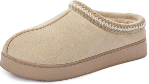 نعال Zizor النسائية المريحة والغامضة المصنوعة من جلد الغزال الأصلي للاستخدام الداخلي والخارجي والمنزل المنفوش مريح للشتاء سهل الارتداء لطيف ودافئ من إسفنج الذاكرة حذاء فروي in Kuwait