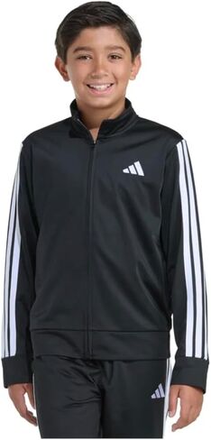 adidas Youth Boy's Tricot 3 Stripe Full Zip Track Jacket (US, Alpha, Medium, Regular, Black) in Saudi Arabia