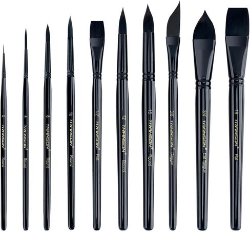 Transon 7pcs Natural Watercolor Paint Brush Set Professional for Watercolor Acrylic Ink Gouache Tempera in Kuwait