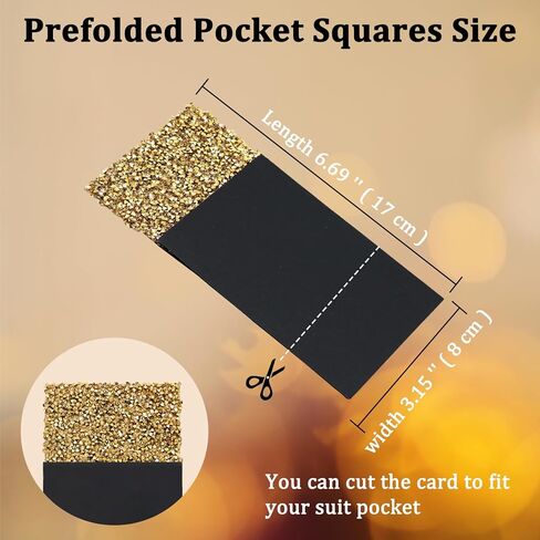 Rhinestone Prefolded Pocket Squares for Men, Mens Handkerchief Sparkly Crystal Pocket Square for Prom Party Wedding in Saudi Arabia