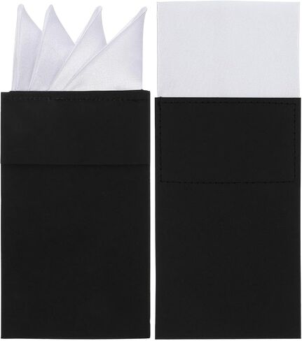 Prefolded Pocket Squares Polyester Mens Handkerchiefs on Card White Solid Color Suit Jacket Tuxedo Accessories for Business Party Wedding Men in Saudi Arabia