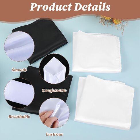 4 Pcs Black And White Pocket Square Set for Men Silk Like Handkerchief Pre Folded Pocket Squares Men's Handkerchiefs Soft Hankie Solid Towel Formal Premium Gent Hankies Reusable for Suit Accessories in Saudi Arabia
