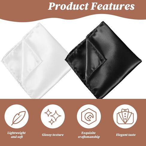4 Pcs Black And White Pocket Square Set for Men Silk Like Handkerchief Pre Folded Pocket Squares Men's Handkerchiefs Soft Hankie Solid Towel Formal Premium Gent Hankies Reusable for Suit Accessories in Saudi Arabia