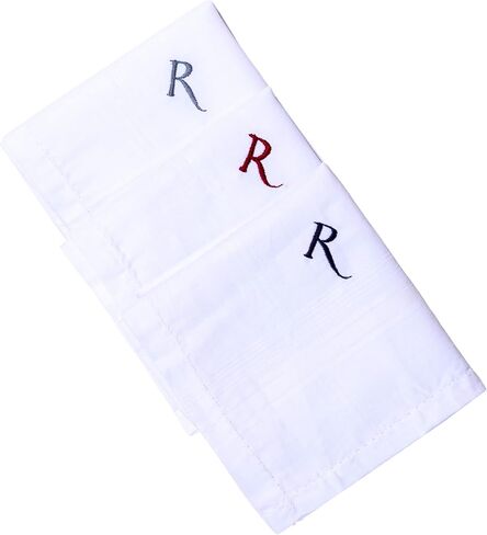 منديل HB الأولي بحروف للرجال، مجموعة متنوعة من 3 قطع مطرزة من القطن الخالص مقاس كينج مجموعة هدايا منديل أبيض in Kuwait