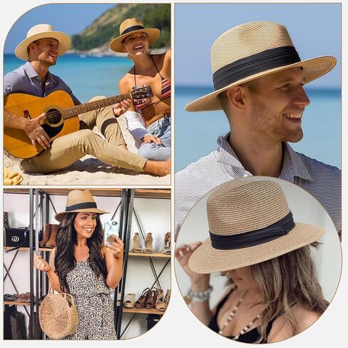 Women's Wide Brim Straw Sun Hat, UPF 50+ Rollable Beach Hat for Summer in Saudi Arabia