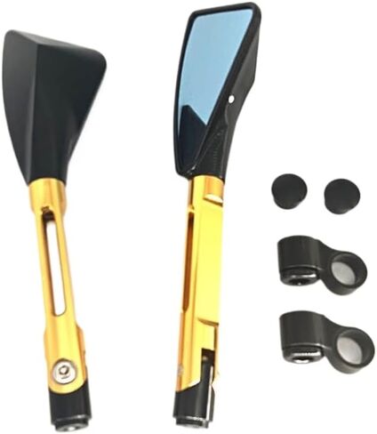 2 قطعة زوج عالمي 8 مللي متر 10 مللي متر دراجة نارية مرآة سكوتر E الدراجة مرايا الرؤية الخلفية الكهربائية الجانب الخلفي مرآة محدبة (الذهب) in Kuwait