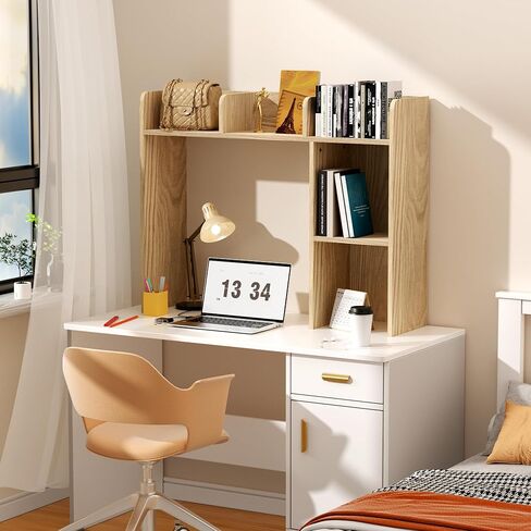 رف كتب لسطح المكتب لمكتب الكمبيوتر، رف للمكتب مكون من 5 أرفف للسكن الجامعي، كوخ تخزين على سطح الطاولة مكون من 4 طبقات، منظم خشبي لسطح المكتب in Kuwait