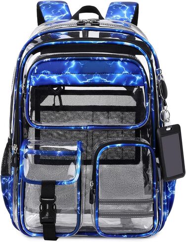 حقيبة ظهر شفافة للمدرسة، حقيبة ظهر شفافة للمناسبات، حقيبة كتب شفافة شديدة التحمل للفتيات والأولاد والعمل والرياضة باللون الأزرق الفاتح in Kuwait