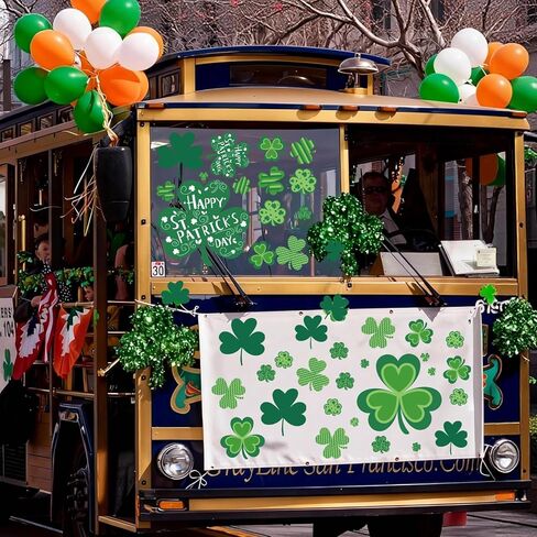 NEWHOOK 8 St Patricks Day Window Clings ديكورات عيد القديس باتريك مزدوجة الجوانب ملصقات نافذة شامروك خضراء ثابتة يوم القديس باتريك للنوافذ الزجاجية والباب الأيرلندي للديكور في العطلات in Kuwait