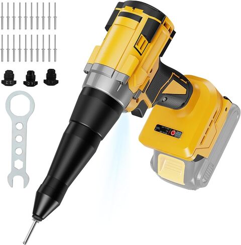 مسدس برشام كهربائي متوافق مع بطارية ديوالت 20 فولت، أداة برشام لاسلكية مع 3 مقاسات (1/8 بوصة، 5/32 بوصة، 3/16 بوصة)، مجموعة مسدس برشام بدون فرش (بدون بطارية) للإصلاح التلقائي بنفسك in Kuwait
