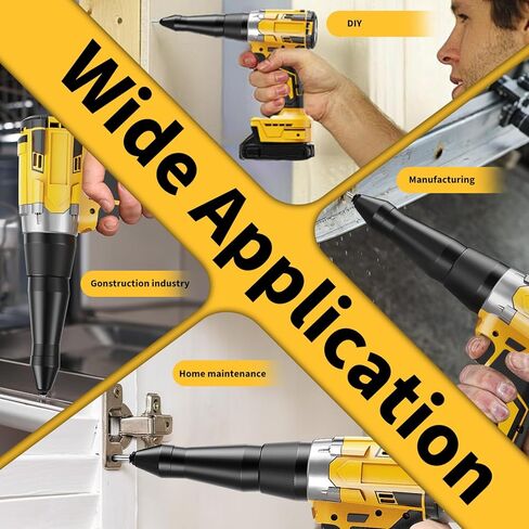 مسدس برشام كهربائي متوافق مع بطارية ديوالت 20 فولت، أداة برشام لاسلكية مع 3 مقاسات (1/8 بوصة، 5/32 بوصة، 3/16 بوصة)، مجموعة مسدس برشام بدون فرش (بدون بطارية) للإصلاح التلقائي بنفسك in Kuwait