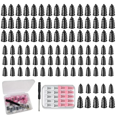 100Pcs Tire Repair Rubber Nails Kit with 2 Sizes,Screw in Tire Repair Kit Screw Plugs for Tires, Vacuum Tire Repair Plugs with Storage Box and Screwdriver, for Truck Car Motorcycle(50S+50L) in Kuwait