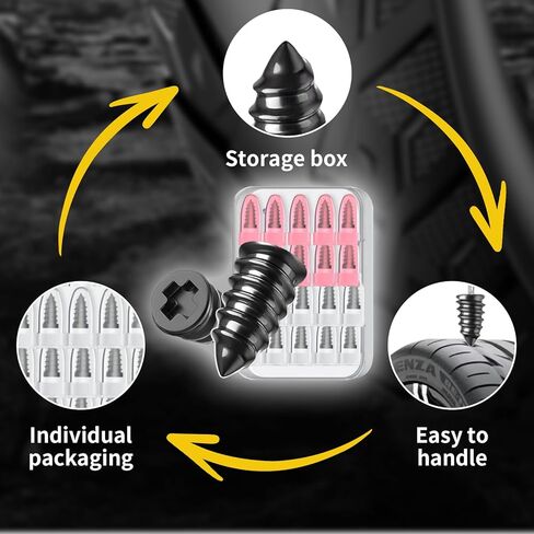 100Pcs Tire Repair Rubber Nails Kit with 2 Sizes,Screw in Tire Repair Kit Screw Plugs for Tires, Vacuum Tire Repair Plugs with Storage Box and Screwdriver, for Truck Car Motorcycle(50S+50L) in Kuwait