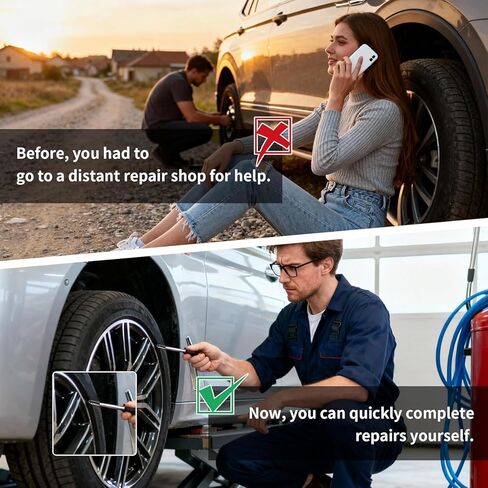 100Pcs Tire Repair Rubber Nails Kit with 2 Sizes,Screw in Tire Repair Kit Screw Plugs for Tires, Vacuum Tire Repair Plugs with Storage Box and Screwdriver, for Truck Car Motorcycle(50S+50L) in Kuwait