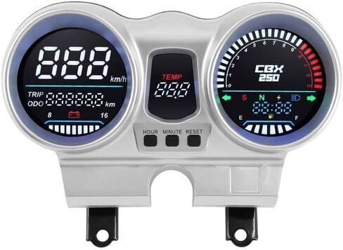 عداد السرعة الرقمي مقياس سرعة الدوران LED LCD لوحة القيادة 12 فولت دراجة نارية عداد المسافات 37100-KPF-961 متوافق مع CBX250 CBF250 in Kuwait