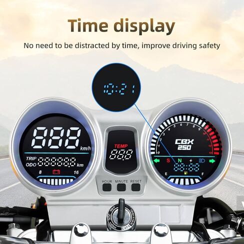 عداد السرعة الرقمي مقياس سرعة الدوران LED LCD لوحة القيادة 12 فولت دراجة نارية عداد المسافات 37100-KPF-961 متوافق مع CBX250 CBF250 in Kuwait