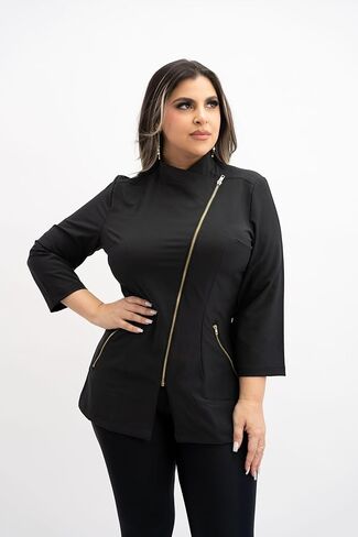 أفضل مقشر للنساء - زي سبا وأخصائي تجميل مقاوم للتبييض، سترة ذهبية بأكمام 3/4. in Saudi Arabia