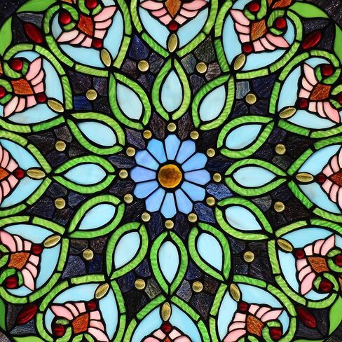 لوحة نافذة من الزجاج الملون على الطراز الفيكتوري من Chloe Lighting Arabella Tiffany بعرض 26 بوصة، متعددة الألوان in Kuwait