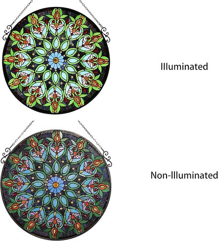 لوحة نافذة من الزجاج الملون على الطراز الفيكتوري من Chloe Lighting Arabella Tiffany بعرض 26 بوصة، متعددة الألوان in Kuwait