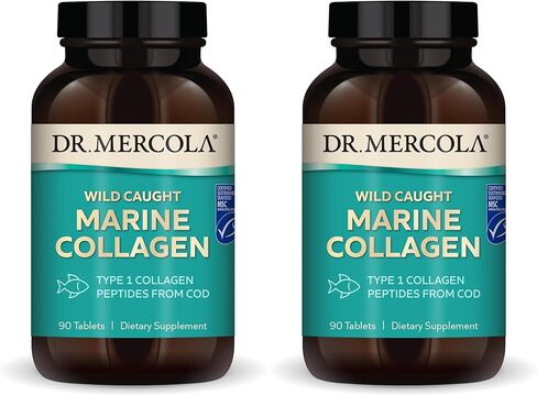 Dr. Mercola Wild Caught Marine Collagen, 30 Servings (90 Tablets), Type I Collagen Peptides, Dietary Supplement, Promotes Youthful Appearance, Non-GMO, MSC Certified in Saudi Arabia