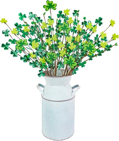 Uieke 18PCS St. Patrick's Day Decorations, 24 Inch Artificial Shamrock Picks, Clover Picks Stems Branches Green Twig Stem for Irish St. Patrick's Day Home Party Table Decoration in Saudi Arabia