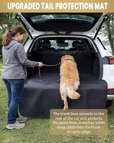 بساط بطانة لنقل البضائع للكلاب من سيارات الدفع الرباعي - غطاء مقعد للحيوانات الأليفة شديد التحمل لسيارة سيدان ذات الدفع الرباعي، واقي صندوق السيارة الخلفي غير قابل للانزلاق مع واقي ممتص للصدمات، مقاس عالمي كبير (أسود) (CHBX-D-01) in Kuwait