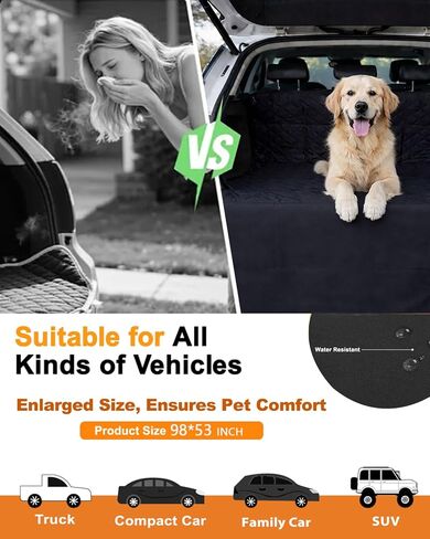 بساط بطانة لنقل البضائع للكلاب من سيارات الدفع الرباعي - غطاء مقعد للحيوانات الأليفة شديد التحمل لسيارة سيدان ذات الدفع الرباعي، واقي صندوق السيارة الخلفي غير قابل للانزلاق مع واقي ممتص للصدمات، مقاس عالمي كبير (أسود) (CHBX-D-01) in Kuwait