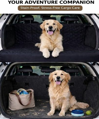 Waterproof SUV Dog Cargo Liner Mat - Heavy Duty Pet Seat Cover for SUV Sedan Van, Non-Slip Back Trunk Protector with Bumper Guard, Large Universal Fit (Black) (CHBX-D-01) in Saudi Arabia