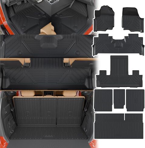 حصيرة الشحن متوافقة مع 2025 2026 Ford Expedition وLincoln Navigator (ليس للحد الأقصى/L) حصيرة صندوق السيارة وغطاء المقعد الخلفي وملحقات إكسبيديشن (حصيرة صندوق السيارة + سجادات مسند الظهر) in Kuwait