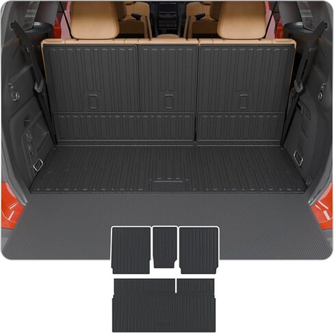 حصيرة الشحن متوافقة مع 2025 2026 Ford Expedition وLincoln Navigator (ليس للحد الأقصى/L) حصيرة صندوق السيارة وغطاء المقعد الخلفي وملحقات إكسبيديشن (حصيرة صندوق السيارة + سجادات مسند الظهر) in Kuwait
