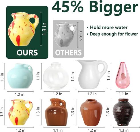 مغناطيس مزهرية سيراميك صغير للثلاجة - 8 مجموعات من أواني الزهور الصغيرة المصنوعة يدويًا للديكور المنزلي الجمالي، للنساء أو الأم أو المعلم، ديكور فخار بوهو، لمسة فنية صغيرة للمطبخ أو المكتب in Kuwait