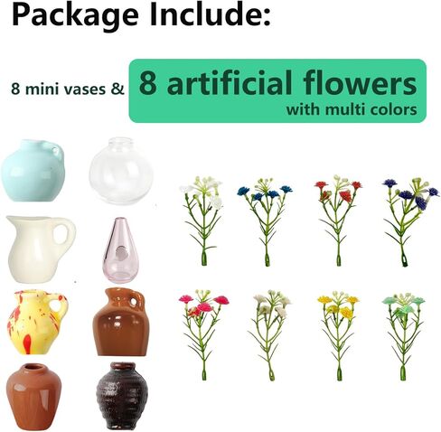 مغناطيس مزهرية سيراميك صغير للثلاجة - 8 مجموعات من أواني الزهور الصغيرة المصنوعة يدويًا للديكور المنزلي الجمالي، للنساء أو الأم أو المعلم، ديكور فخار بوهو، لمسة فنية صغيرة للمطبخ أو المكتب in Kuwait