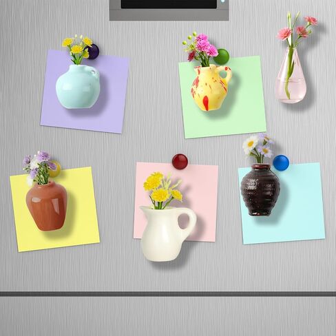 مغناطيس مزهرية سيراميك صغير للثلاجة - 8 مجموعات من أواني الزهور الصغيرة المصنوعة يدويًا للديكور المنزلي الجمالي، للنساء أو الأم أو المعلم، ديكور فخار بوهو، لمسة فنية صغيرة للمطبخ أو المكتب in Kuwait