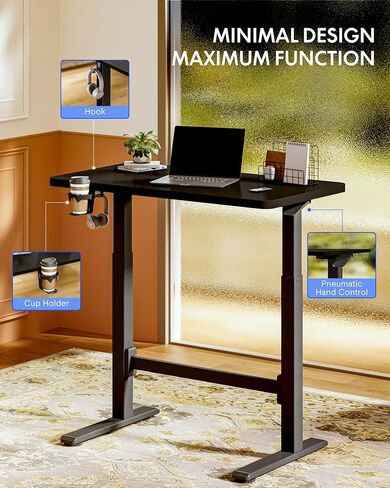 FLEXISPOT H7 Plus Gas Spring Adjustable Standing Desk, Mobile Rolling Sit-Stand Workstation with Whee, Cordless Stand Up Desk for Small Room & Home Office, 40" One-Piece Desktop White,height 27.6"–45" in Saudi Arabia