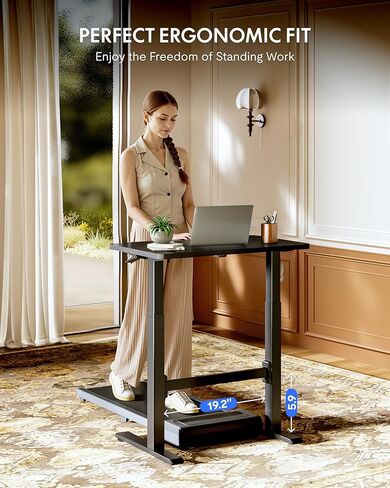 FLEXISPOT H7 Plus Gas Spring Adjustable Standing Desk, Mobile Rolling Sit-Stand Workstation with Whee, Cordless Stand Up Desk for Small Room & Home Office, 40" One-Piece Desktop White,height 27.6"–45" in Saudi Arabia