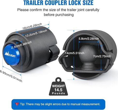 Nilight 2-5/16" Trailer Lock Heavy Duty Anti-Theft Trailer Hitch Locks Fit for 2 5/16 Inch Ball Coupler Safety Chains Trailer Tongue Lock Set with Key Pry-Resistant Brass Core for Trailer Boat RV in Saudi Arabia