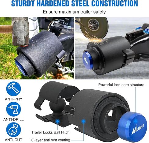 Nilight 2-5/16" Trailer Lock Heavy Duty Anti-Theft Trailer Hitch Locks Fit for 2 5/16 Inch Ball Coupler Safety Chains Trailer Tongue Lock Set with Key Pry-Resistant Brass Core for Trailer Boat RV in Saudi Arabia